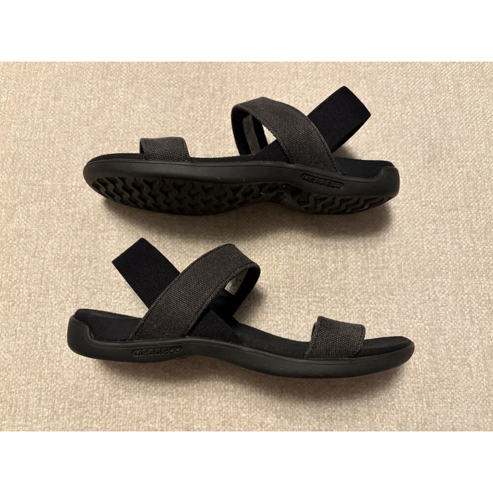 Merrell Blackout Sandals Strappy Canvas Memory Foam Black Gray J003378 Women's 7 - Picture 7 of 9